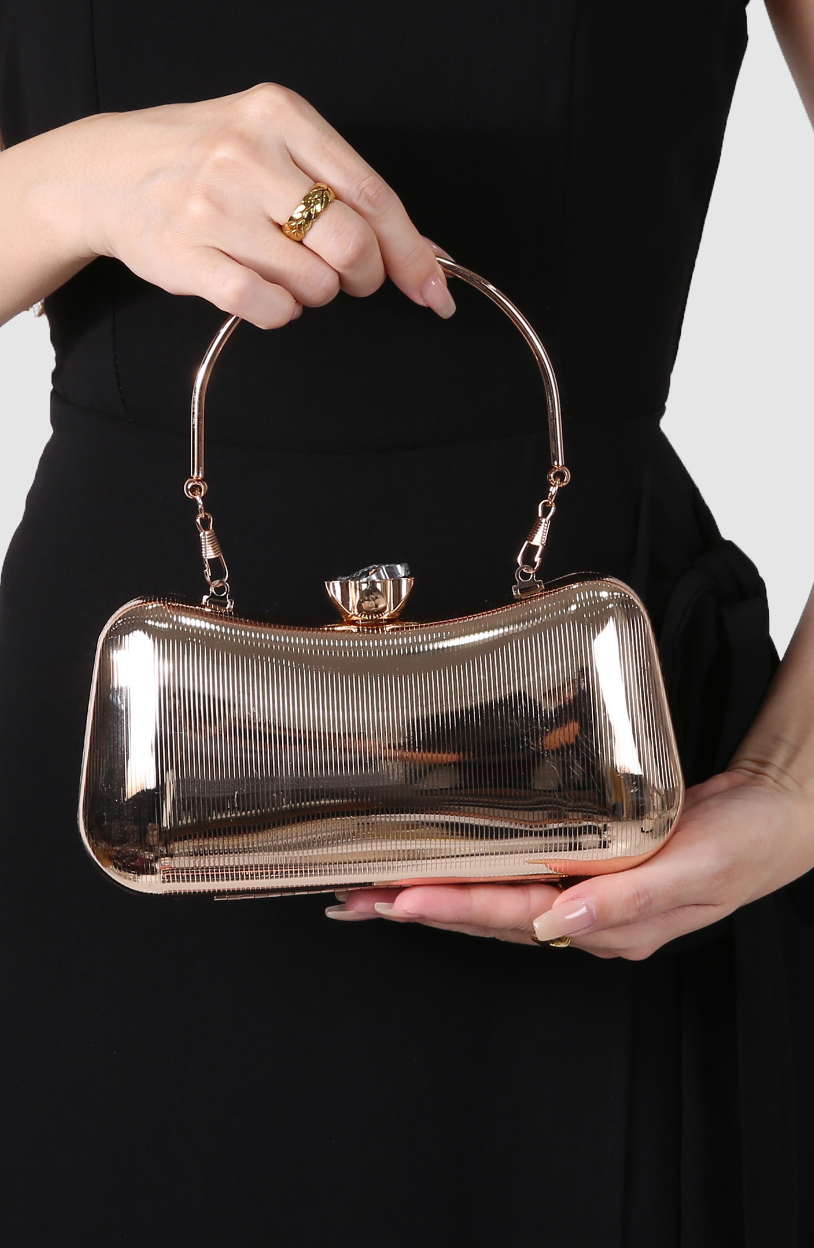 Ribbed Clutch, Alternate, color, GOLD