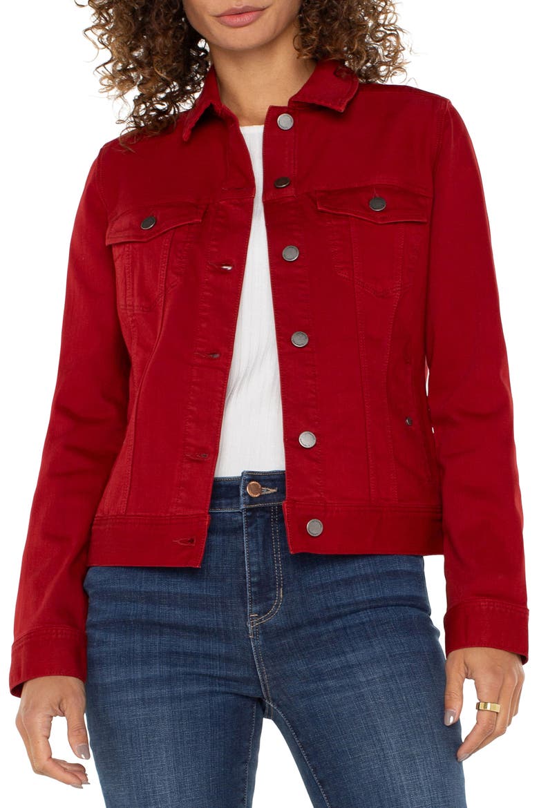 Denim Trucker Jacket, Main, color, CARNELIAN