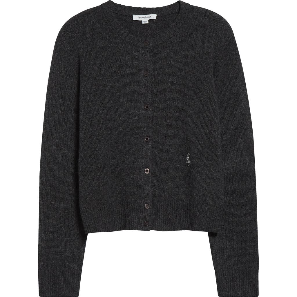 Sporty And Rich Sporty & Rich Src Monogram Crop Cashmere & Wool Cardigan In Black