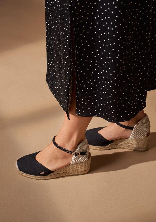 VISCATA Reus Canvas Espadrille Wedges, Alternate, color, Black