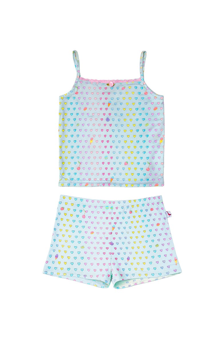 Preppy Goose Aqua Heart Print Cami Jersey PJ, Main, color, Aqua