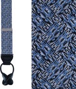 Trafalgar Benito's Blue Basket Weave Pattern Silk Novelty Button End Suspenders