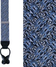 Trafalgar Benito's Blue Basket Weave Pattern Silk Button End Suspenders