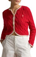 Polo Ralph Lauren Cable Knit Button Front Crop Cardigan