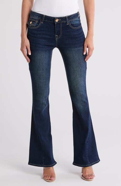 Joey Mid Rise Flare Leg Jeans (Dark Rustling Wash)