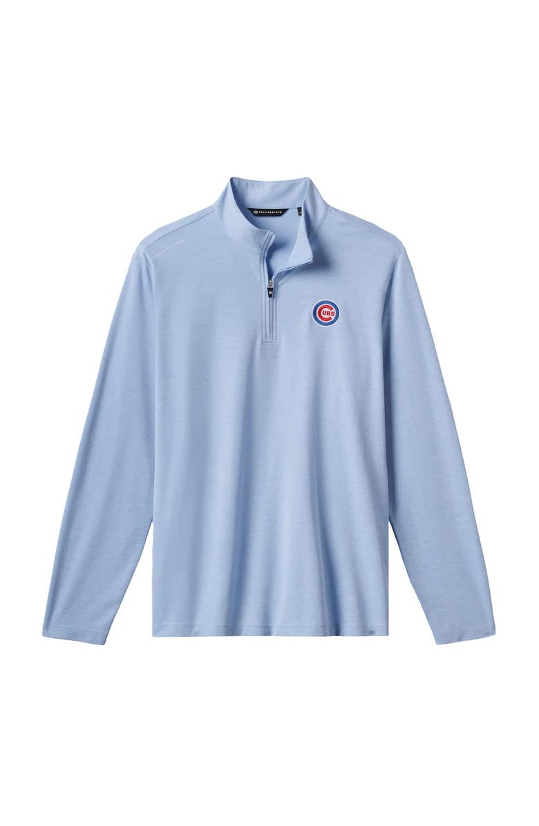 TravisMathew Men's TravisMathew  Light Blue Chicago Cubs Time to Tailgate Tri-Blend Quarter-Zip Pullover, Alternate, color, 