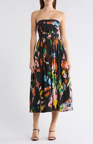 A.L.C. Tate Strapless Cotton Midi Dress