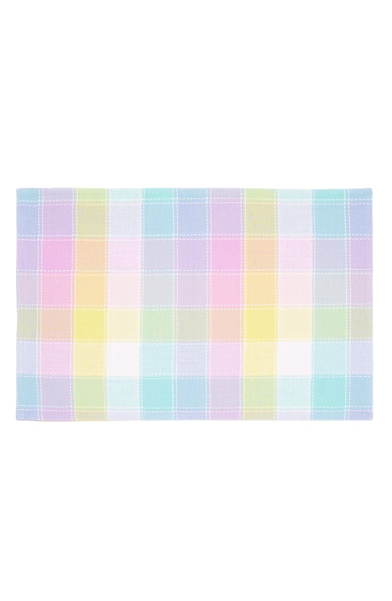 C&F Home Hana Color Block Plaid Placemats Set of 6, 13" x 19", Alternate, color, Blue