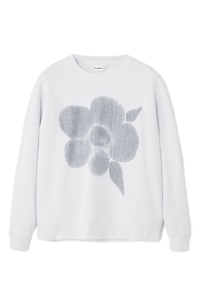 Desigual Flores Embroidered Graphic Sweatshirt, Alternate, color, 