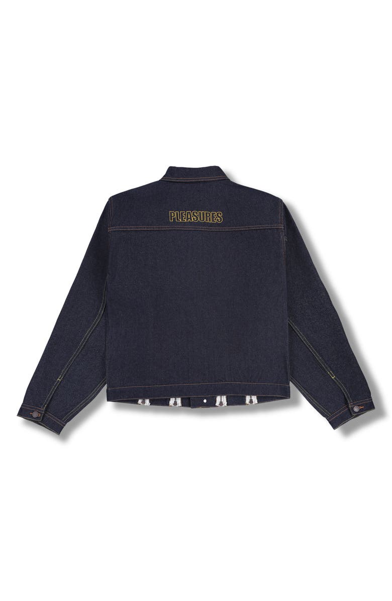 PLEASURES Mileage Denim Trucker Jacket, Alternate, color, Raw Indigo