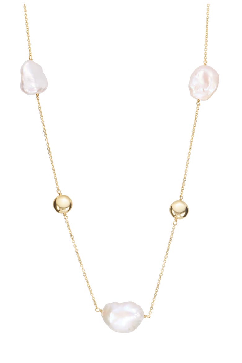 Freshwater Pearl Long Station Necklace, Main, color, GOLD