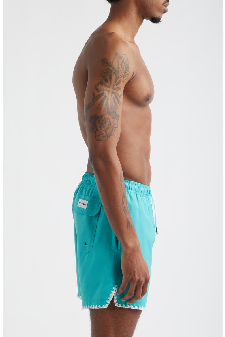 Stitch Waterproof Swim Trunks, Alternate, color, TEAL