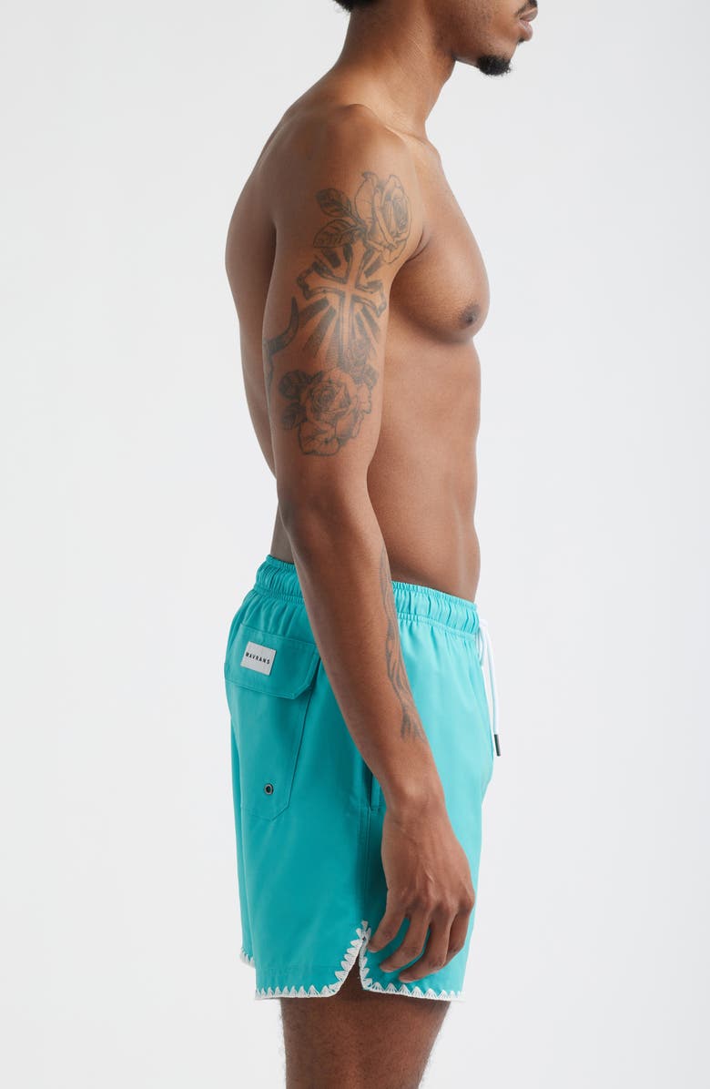 MAVRANS Stitch Waterproof Swim Trunks, Alternate, color, Teal