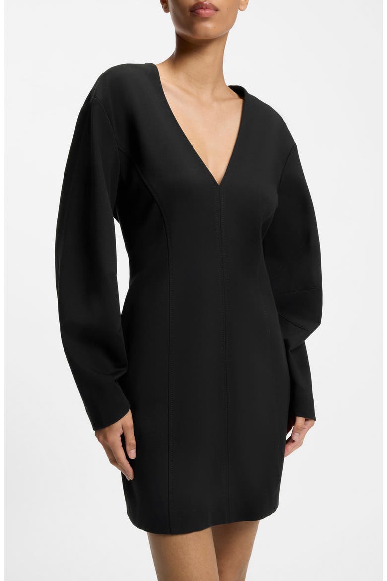 Dalerina Shaped Long Sleeve Minidress, Alternate, color, BLACK