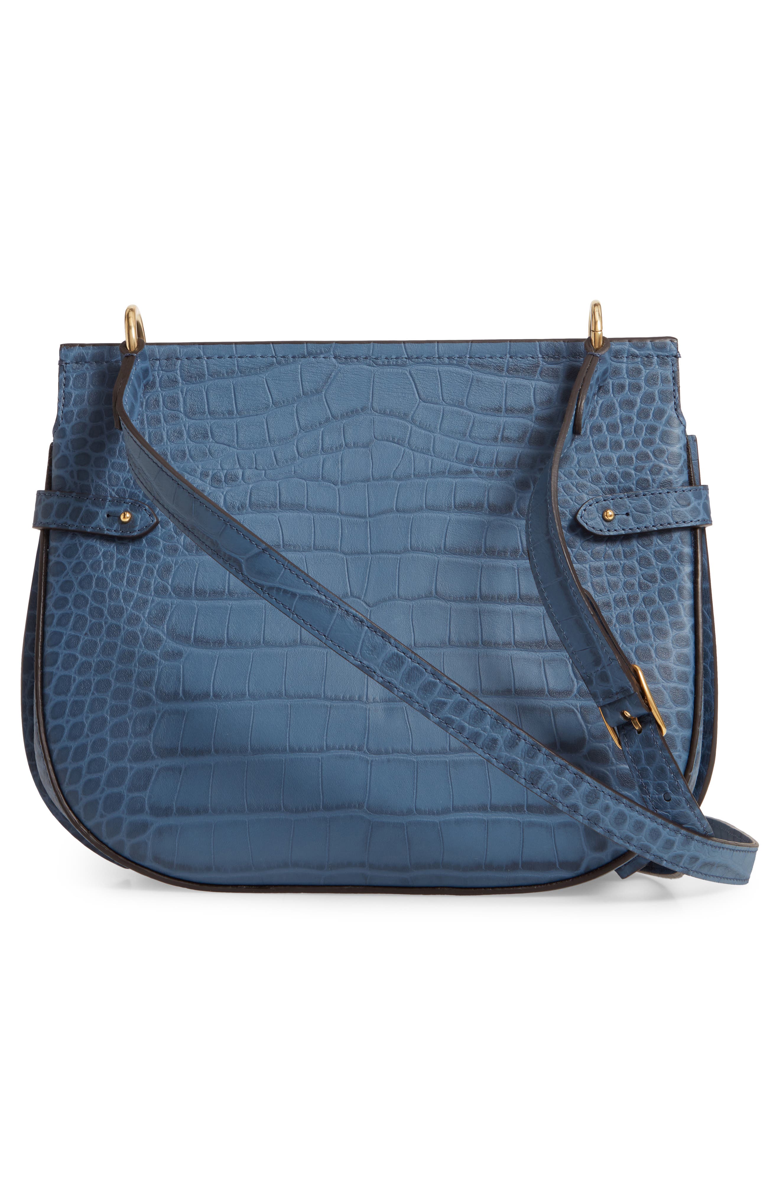 Mulberry Amberley Croc Embossed Leather Crossbody Bag, Alternate, color, 
