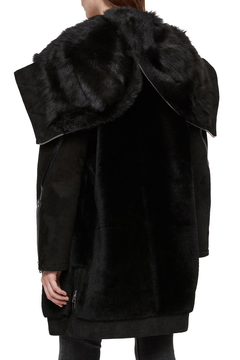 State Lux Suede Parka with Genuine Shearling Trim, Alternate, color, BLACK/ BLACK