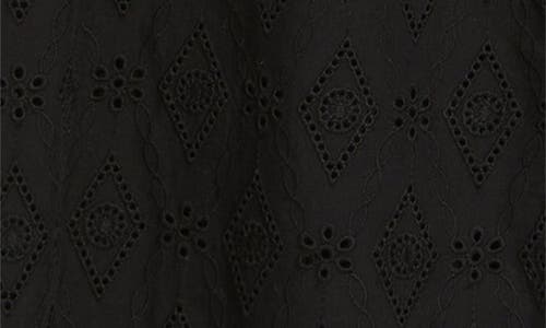 Bobeau Lace Yoke Cotton Top In Black