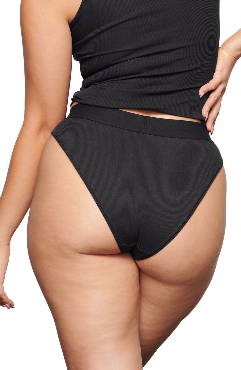 SKIMS Stretch Cotton Rib Mid Rise Briefs, Alternate, color, 