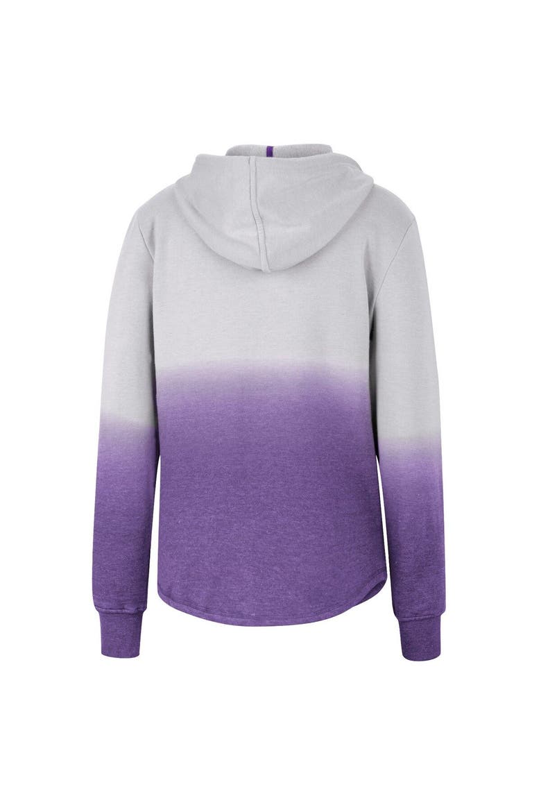 Women's Colosseum Gray/Purple LSU Tigers Aurelia Dip-Dye Quarter-Snap Pullover Hoodie, Alternate, color, Gray