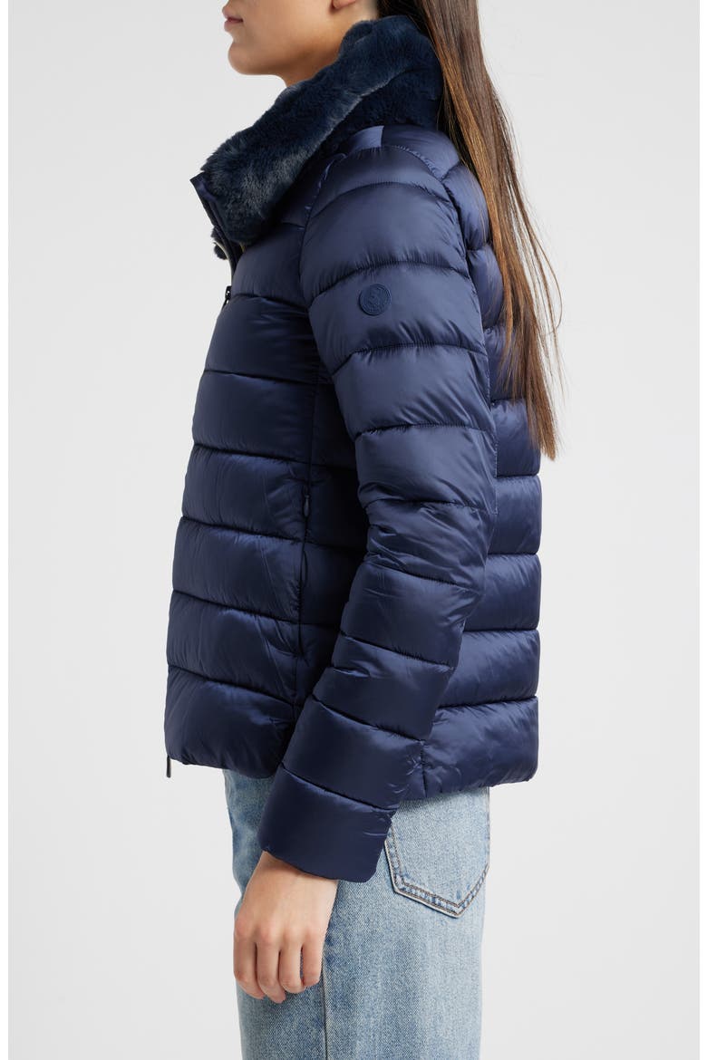 Mei Faux Fur Collar Puffer Jacket, Alternate, color, BLUE BLACK