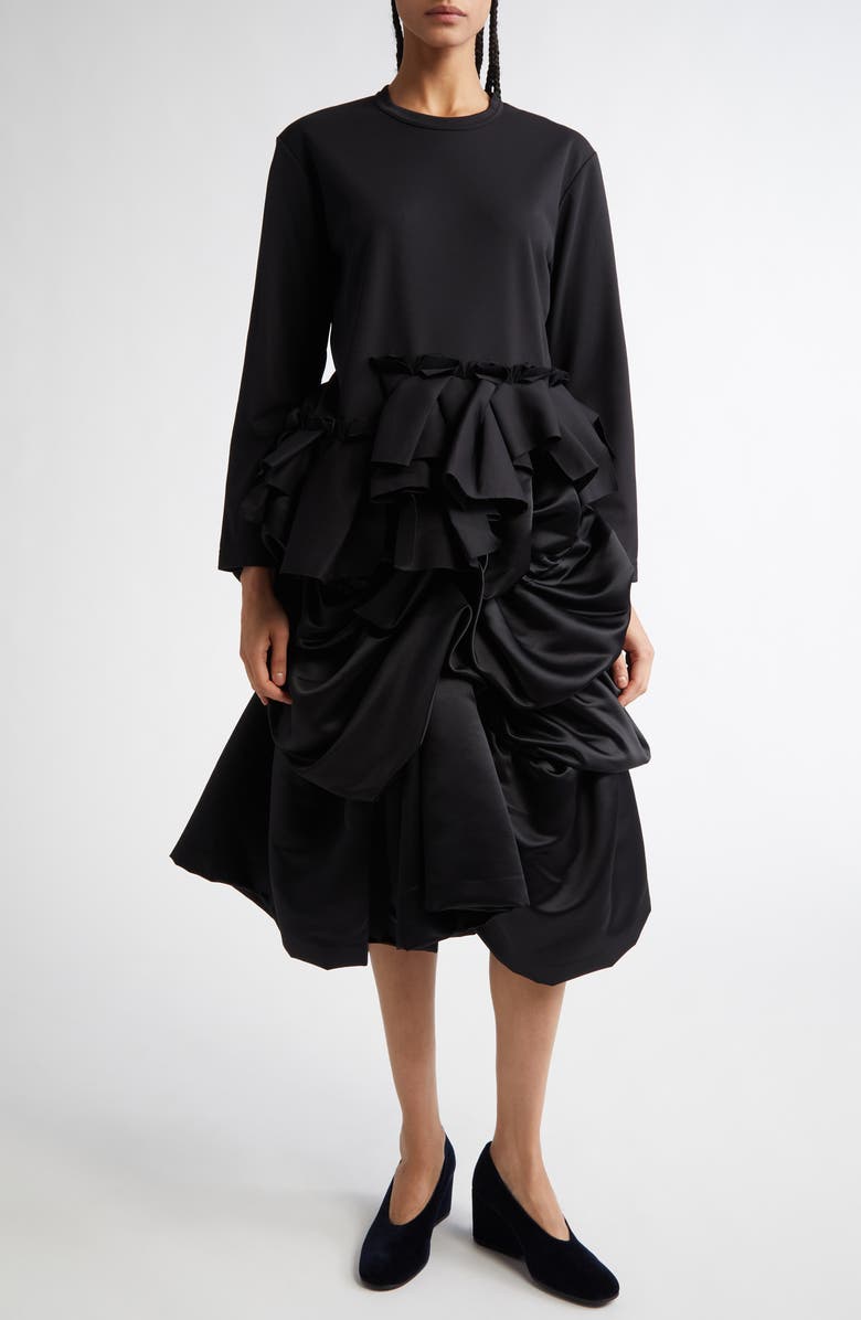 Comme des Garçons Asymmetric Ruffle Piqué T-Shirt, Alternate, color, 