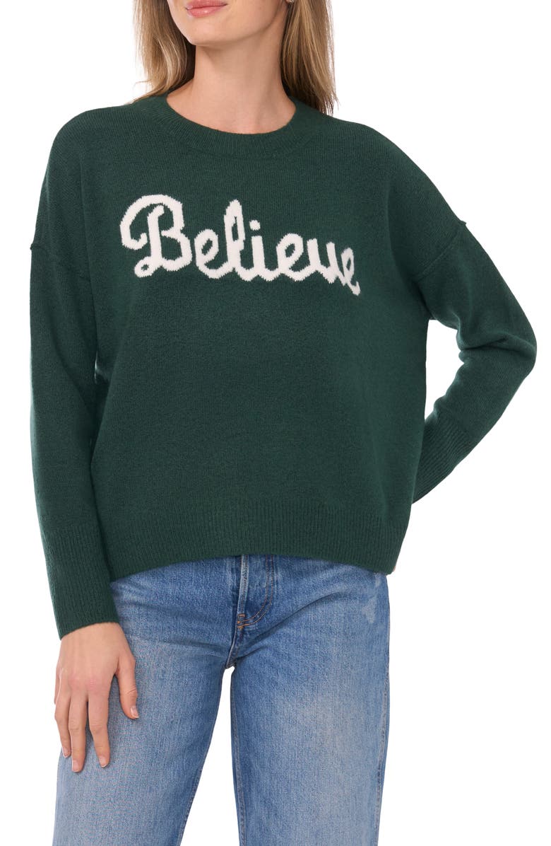 CeCe Believe Cozy Crewneck Sweater, Main, color, 