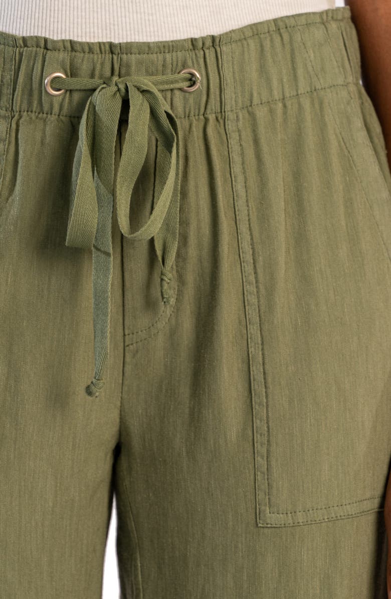 KUT from the Kloth Rosalie Linen Blend Drawstring Ankle Pants, Alternate, color, Fern