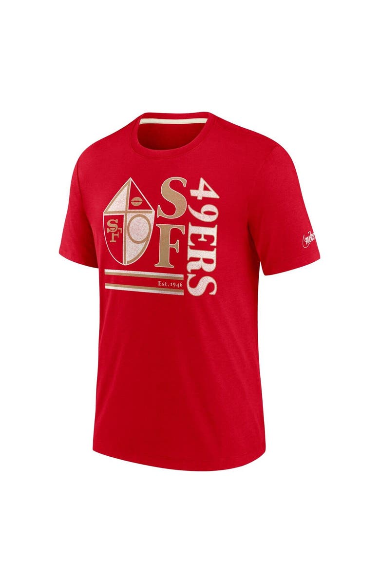 Nike Men's Nike Scarlet San Francisco 49ers Wordmark Logo Tri-Blend T-Shirt, Alternate, color, Scarlet