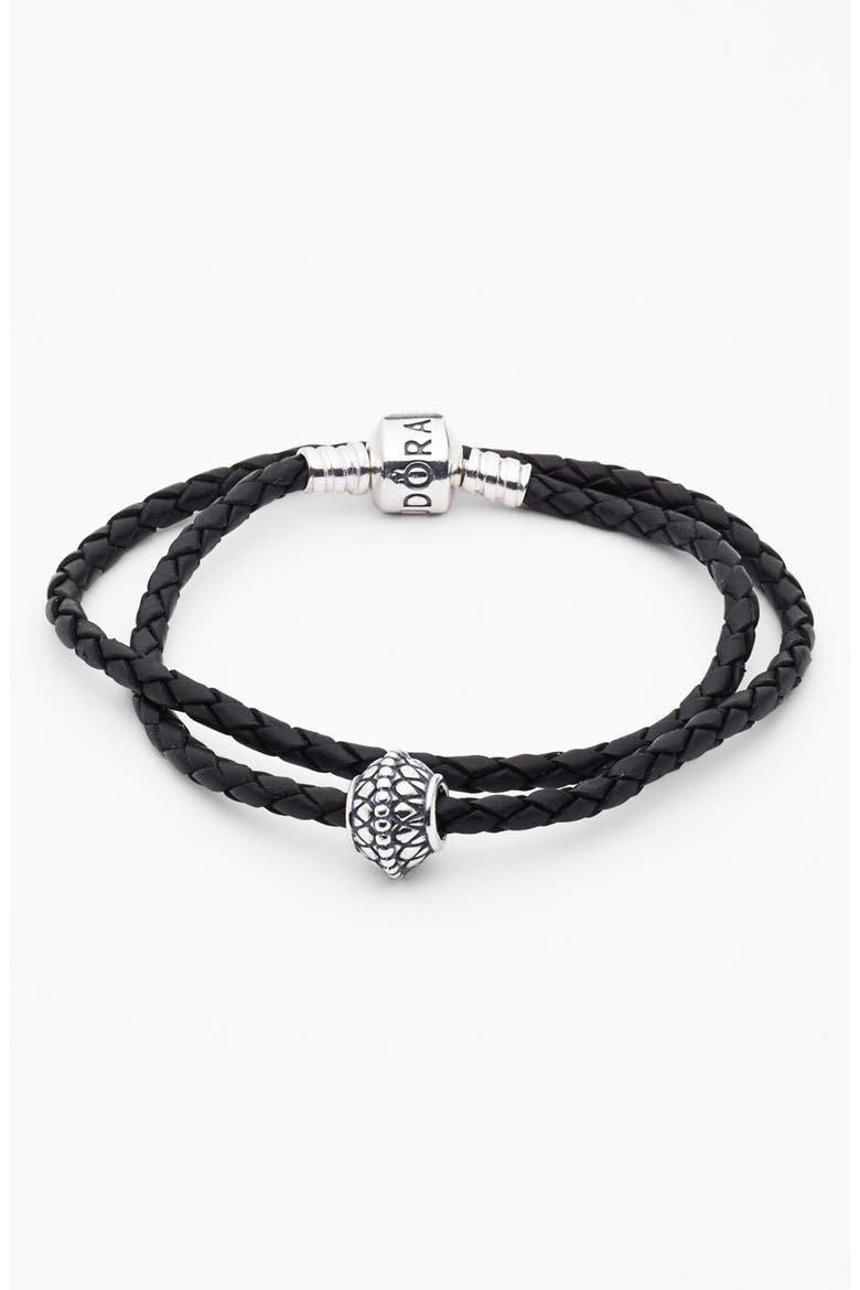Leather Wrap Charm Bracelet, Alternate, color, BLACK