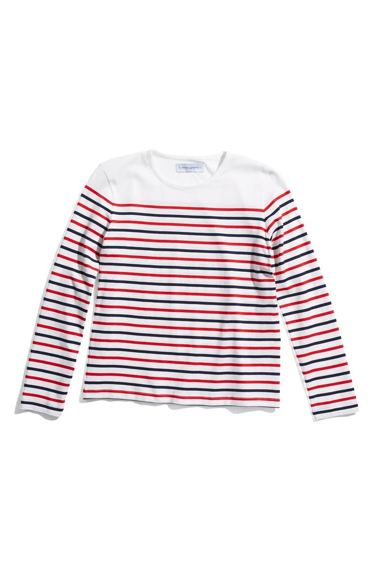 'Island' Long Sleeve Knit Top, Alternate, color, RED WHITE AND BLUE STRIPE
