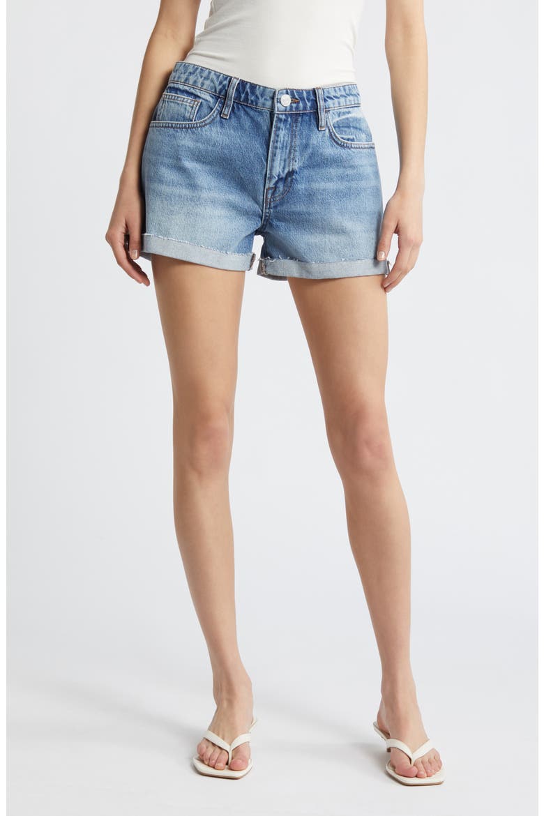 Le Grand Garcon High Waist Denim Shorts, Main, color, DIVINE