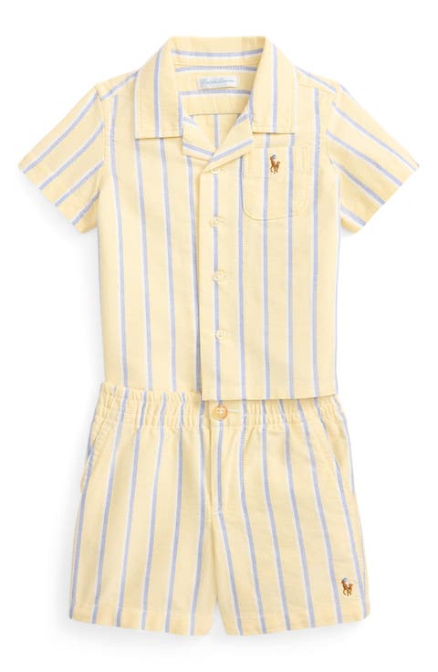 Stripe Cotton Button-Up Shirt & Shorts Set (Baby)