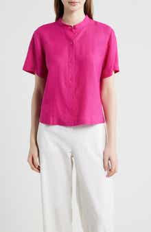 Short Sleeve Organic Linen Button-Up Shirt