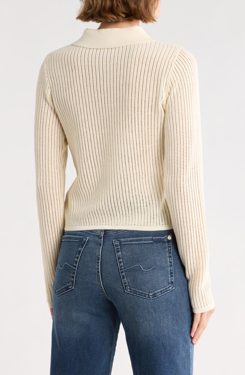 rag & bone Vivi Long Sleeve Pointelle Stitch Polo, Alternate, color, Chalk