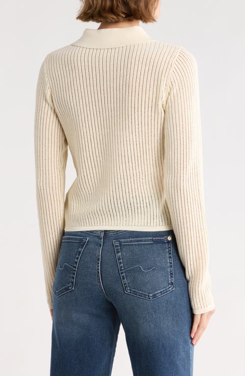 Rag & Bone Vivi Long Sleeve Pointelle Stitch Polo In Gray