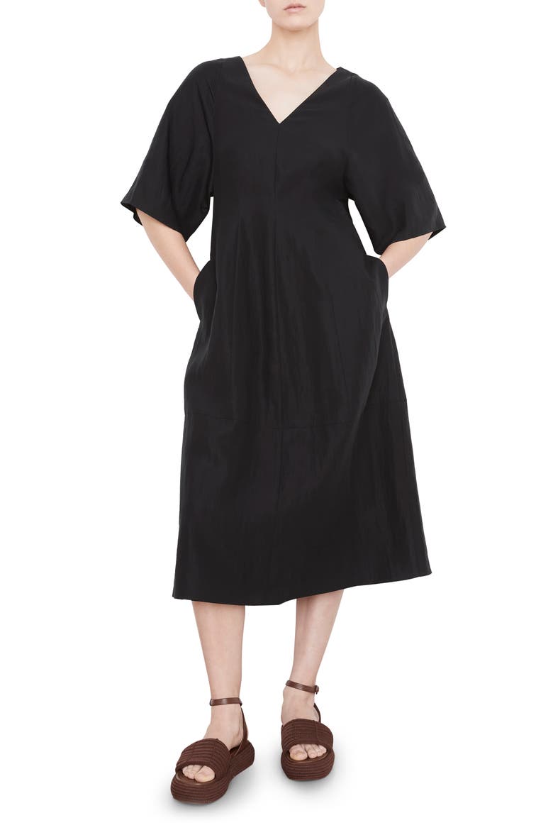 Flutter Sleeve Dress, Main, color, BLACK