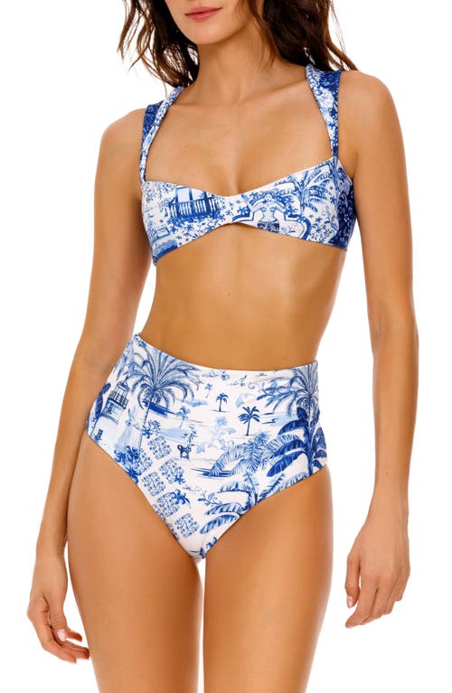 Shop Agua Bendita Alicia Tales Reversible Bikini Bottoms In Blue/white Multicolor