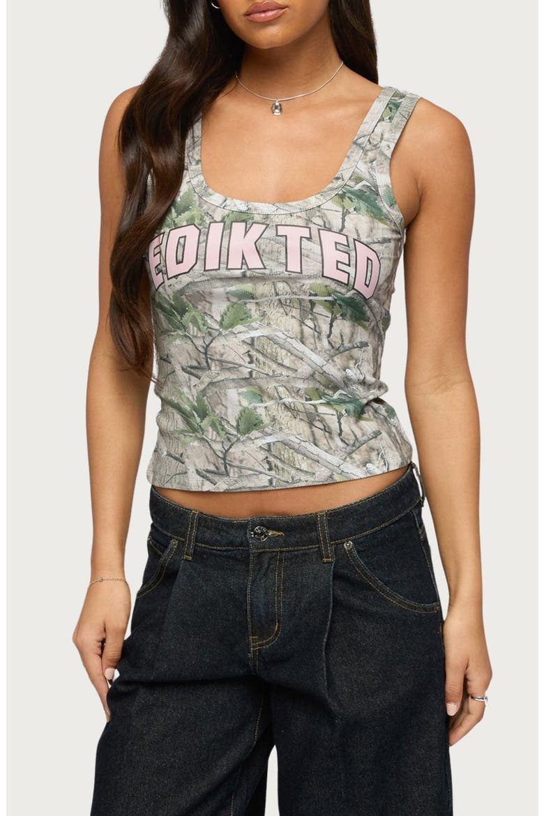 Rib Camo Crop Tank, Main, color, OLIVE
