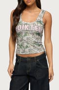 EDIKTED Rib Camo Crop Tank