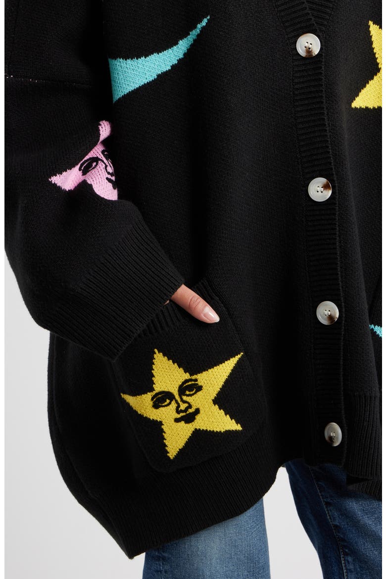 All Knowing Cotton Blend Cardigan, Alternate, color, BLACK
