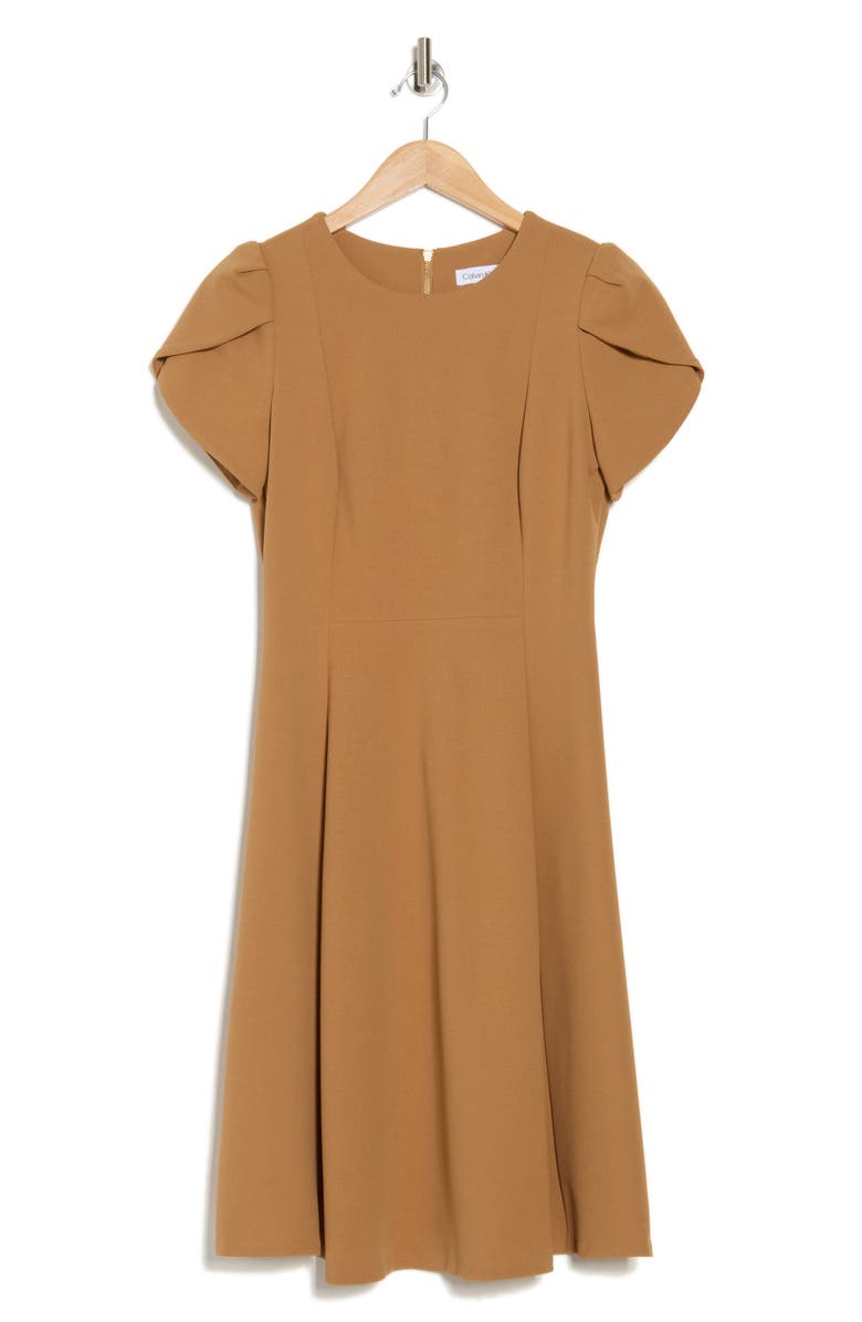 Calvin Klein Tulip Sleeve Fit & Flare Dress, Alternate, color, 
