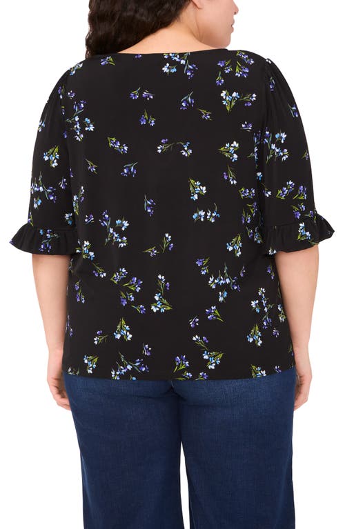 Cece Floral Print Ruffle Cuff Top