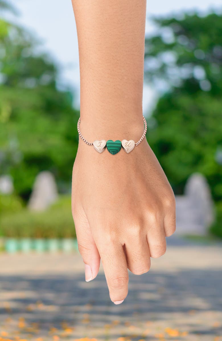 LuvMyJewelry Luv Me Heart Malachite Slide Bracelet, Alternate, color, 14Kt Rose Gold Vermeil