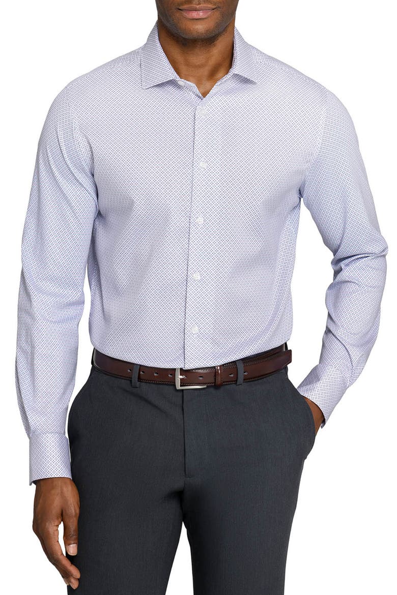 Slim Fit Abstract Cross Reworked Button-Up Shirt, Main, color, WHITE/ PINK