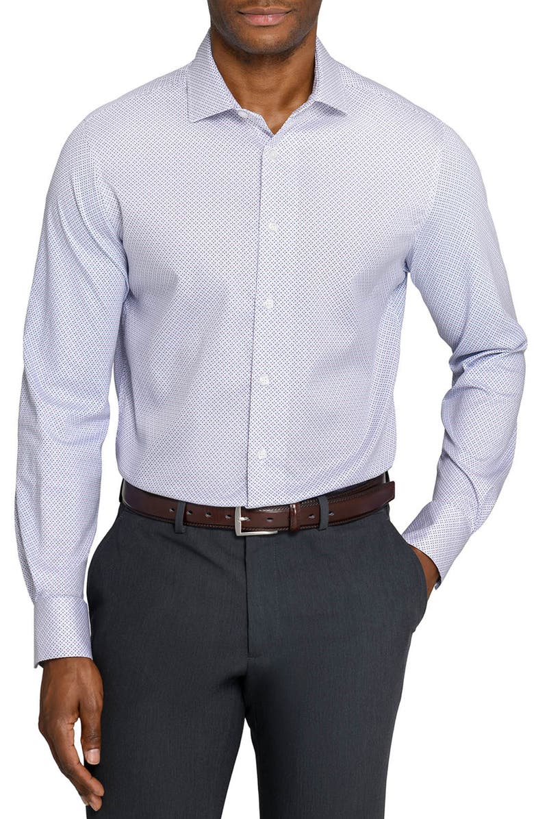 W.R.K Slim Fit Abstract Cross Reworked Button-Up Shirt, Main, color, White/ Pink
