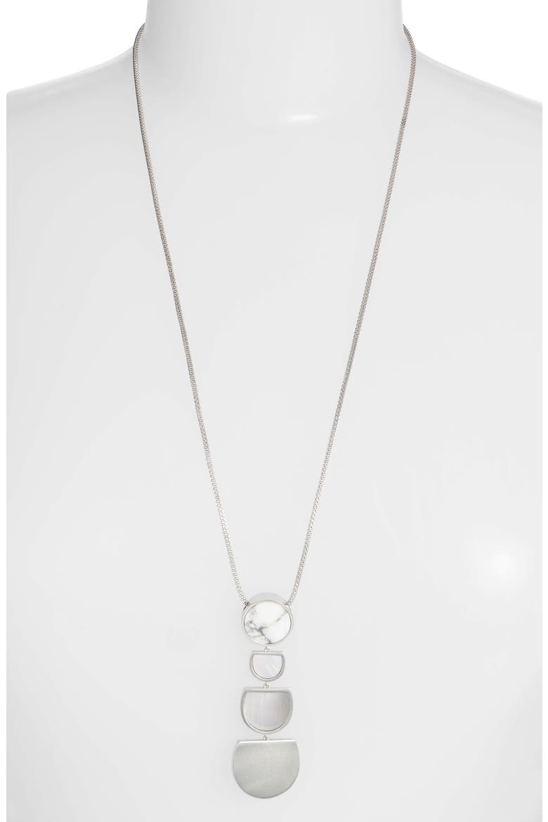 Long Pendant Slider Necklace, Main, color, RHODIUM/ GRAY MIX