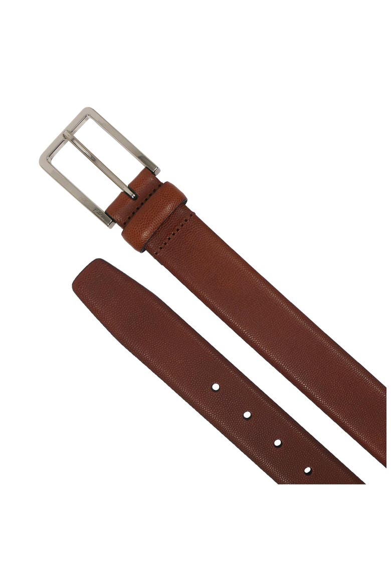 Top Grain Leather Embossed Belt, Alternate, color, Cognac