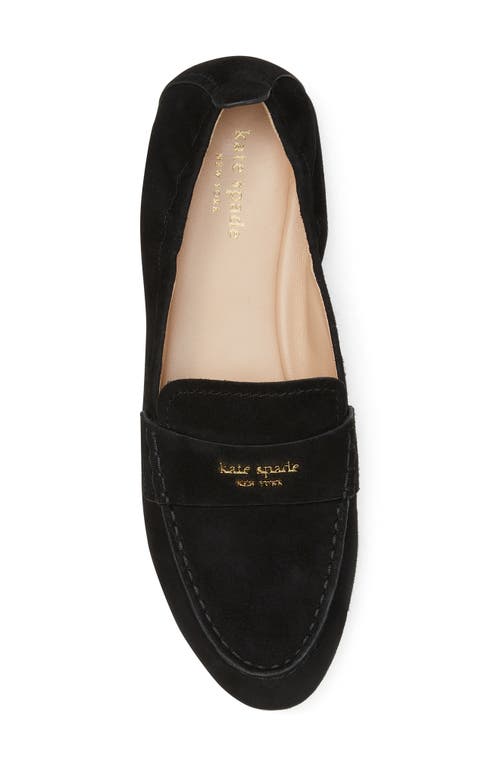 Kate Spade Eliza Logo-plaque Suede Loafers In Black