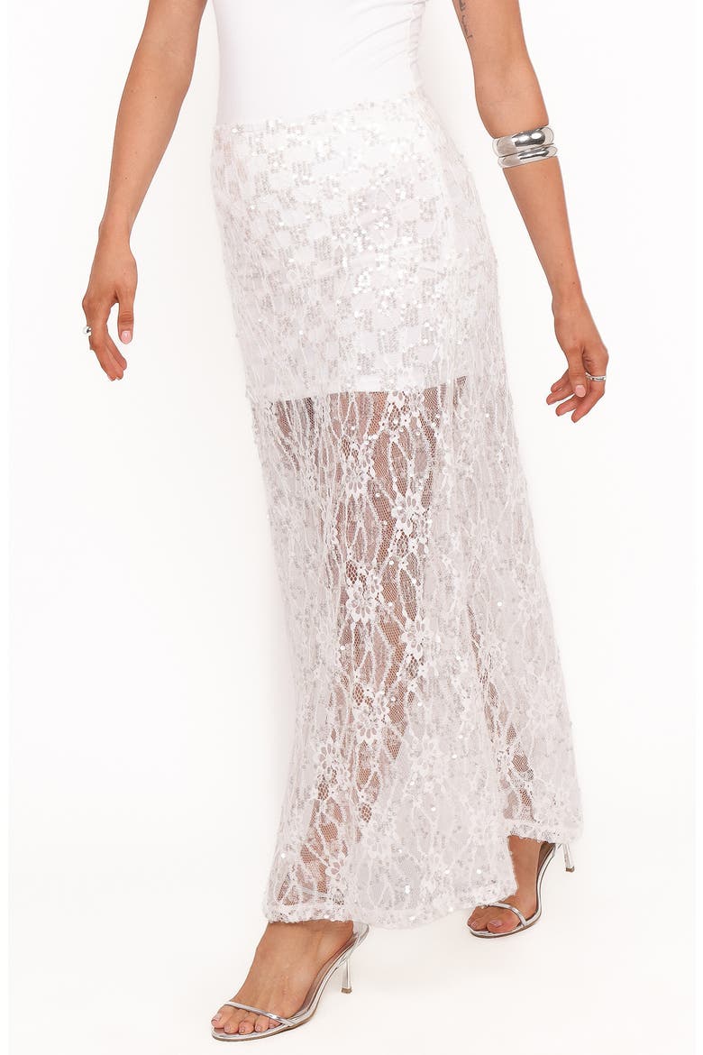 Yonder Sequin Lace Maxi Skirt, Alternate, color, WHITE