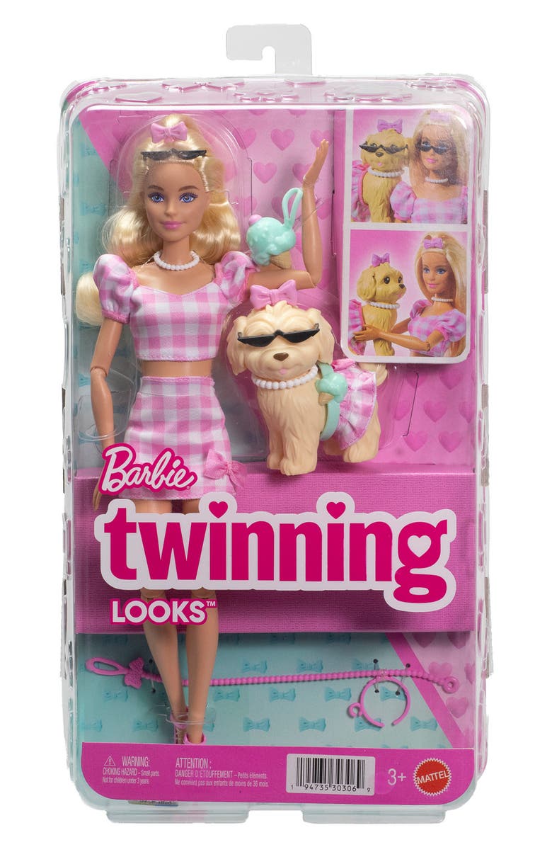 Barbie Twinning Looks<sup>™</sup> Doll & Pet Dog Set, Main, color, 